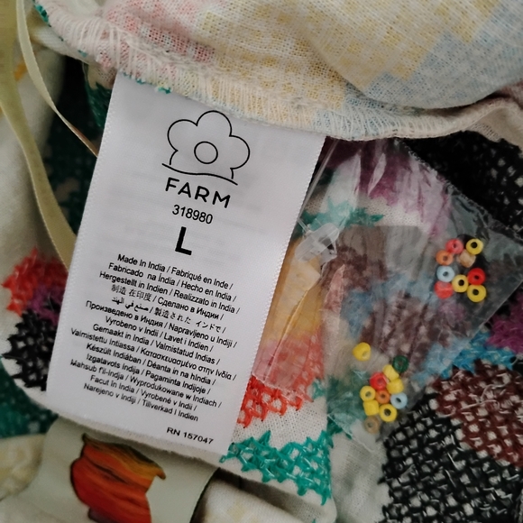 FARM Rio Embroidered Cross Stitch Linen Blend Shorts L - Picture 5 of 5